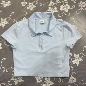 Aritzia TNA Chill Match Polo Shirt in Blue Sz Medium